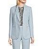 Color:Opal Blue - Image 1 - Stretch Notch Collar Pocketed Long Sleeve Coordinating Jacket