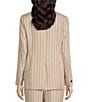 Color:Light Coffee Combo - Image 2 - Striped Print One Button Peak Lapel Coordinating Statement Blazer