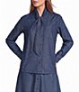 Anne Klein Tie Neck Chambray Button Down Blouse - Image 1
