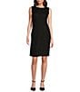 Anne Klein Tweed Round Neck Sleeveless Princess Seam Sheath Coordinating Dress, Color:Black - Image 1