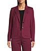 Anne Klein Two Button Long Sleeve Peak Lapel Triple Patch Pocket Blazer, Color:Chianti - Image 2