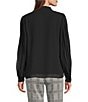 Anne Klein V-Neck Button Front Pleated Long Sleeve Chiffon Blouse, Color:Black - Image 2