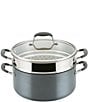 Color:Gray - Image 1 - Advanced Home Hard-Anodized Nonstick Wide Stockpot with Multi-Function Insert