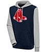 Color:Boston Red Sox Navy/Grey - Image 1 - MLB Chenille Patch Victory Hoodie