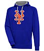 Color:New York Mets Dark Royal - Image 1 - MLB Chenille Patch Victory Pullover Hoodie