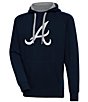 Color:Atlanta Braves Navy - Image 1 - MLB Chenille Patch Victory Pullover Hoodie
