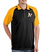 Color:Black/Gold - Image 1 - MLB Oakland A's Nova Short-Sleeve Colorblock Polo Shirt