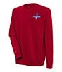 Color:Dark Red - Image 1 - MLB Texas Rangers 2023 World Series Victory Crew Brushed Back Fleece Sweatshirt