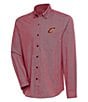 Color:Cleveland Cavaliers Cabernet - Image 1 - NBA Eastern Conference Compression Long Sleeve Woven Shirt