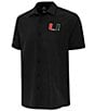 Antigua NCAA ACC Activate Short Sleeve Woven Shirt, Color:Miami Hurricanes Black - Image 1