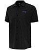 Antigua NCAA Big 12 Activate Short Sleeve Woven Shirt, Color:TCU Horned Frogs Black - Image 1