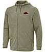 Antigua NCAA SEC Effortless Full-Zip Hoodie, Color:Arkansas Razorbacks Burnt Olive - Image 1