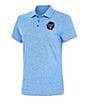 Color:Columbia Blue Heather - Image 1 - Women's MLB 2024 All-Star Game Motivated Short Sleeve Polo Shirt