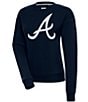 Color:Atlanta Braves Navy - Image 1 - Women's MLB Chenille Patch Victory Sweatshirt