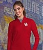 Antigua Women's NCAA AAC Tribute Quarter Zip Pullover, Color:Houston Cougars Dark Red - Image 2