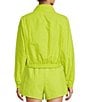 Color:Lime Green - Image 2 - Active Aspire Parachute Crinkle Water Resistant Crop Zip Front Pocketed Coordinating Windbreaker Jacket