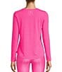 Color:Bright Pink - Image 2 - Active At Ease Knit Crew Neck Long Sleeve Relaxed Fit Shirt