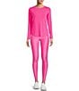 Color:Bright Pink - Image 3 - Active At Ease Knit Crew Neck Long Sleeve Relaxed Fit Shirt