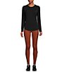 Color:Black - Image 3 - Active At Ease Knit Crew Neck Long Sleeve Relaxed Fit Tee