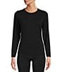 Color:Black - Image 1 - Active At Ease Knit Crew Neck Long Sleeve Relaxed Fit Shirt