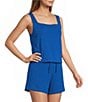 Antonio Melani Active Brandy Tencel Square Neck Sleeveless Button Side Cropped Lounge Coordinating Tank Top - Image 1