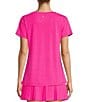 Color:Bright Pink - Image 2 - Antonio Melani Active Impact V-Neck Short Sleeve Relaxed Fit Coordinating Shirt