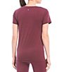 Color:Dark Mauve - Image 2 - Active Impact V-Neck Short Sleeve Relaxed Fit Coordinating Knotted Shirt