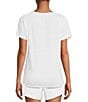 Antonio Melani Active Impact V-Neck Short Sleeve Relaxed Fit Knot Front Coordinating Shirt, Color:White - Image 2