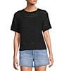 Antonio Melani Active Knit Crew Neck Short Sleeve Pullover, Color:Black - Image 1