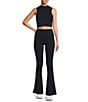 Antonio Melani Active Mock Neck Sleeveless Fitted Coordinating Crop Top, Color:Navy - Image 3