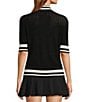 Antonio Melani Active Pointelle Short Sleeve Polo Shirt, Color:Black - Image 2