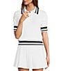 Antonio Melani Active Pointelle Short Sleeve Polo Shirt, Color:White - Image 1