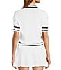 Antonio Melani Active Pointelle Short Sleeve Polo Shirt, Color:White - Image 2