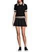 Antonio Melani Active Pointelle Short Sleeve Polo Shirt, Color:Black - Image 3