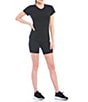 Color:Black - Image 6 - Active Power 6#double; High Waisted Side Pocket Coordinating Bike Shorts