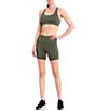 Color:Olive - Image 3 - Active Power 6#double; High Waisted Side Pocket Coordinating Bike Shorts