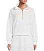 Antonio Melani Active Sanctuary Stand Collar Quarter Zip Pullover Cropped Jacket, Color:White - Image 1