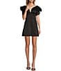 Antonio Melani Adina Textured Satin V Neck Puff Sleeve Mini Dress, Color:Black - Image 1