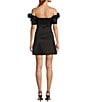 Antonio Melani Adina Textured Satin V Neck Puff Sleeve Mini Dress, Color:Black - Image 2