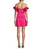 Antonio Melani Adina Textured Satin V Neck Puff Sleeve Mini Dress, Color:Pink Punch - Image 2