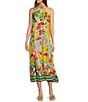 Antonio Melani Alanna Tropical Linen Blend Halter A-Line Dress, Color:Flamingo - Image 1