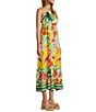 Antonio Melani Alanna Tropical Linen Blend Halter A-Line Dress, Color:Flamingo - Image 3