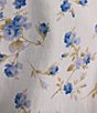 Color:Blue Floral - Image 4 - Alda Blue Floral Print Tie Front Point Collar Long Sleeve Patch Pocket Blouse