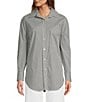 Color:Stripe - Image 1 - Alda Novelty Stripe Point Collar Long Sleeve Button Front Blouse