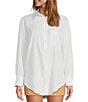Color:White - Image 1 - Alda Point Collar Long Sleeve Button Front Blouse