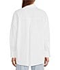 Color:White - Image 2 - Alda Stretch Cotton Collar Long Sleeve Self-Tie Hem Button Front Blouse