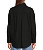 Color:Black - Image 2 - Antonio Melani Alda Linen Blend Point Collar Long Sleeve Self-Tie Hem Button Front Blouse