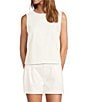 Antonio Melani Alena Denim Round Neck Sleeveless Coordinating Blouse, Color:Ivory - Image 1