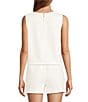 Antonio Melani Alena Denim Round Neck Sleeveless Coordinating Blouse, Color:Ivory - Image 2