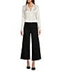 Antonio Melani Alexandra Wide Leg Raw Hem Twill Chino Pants, Color:Black - Image 3